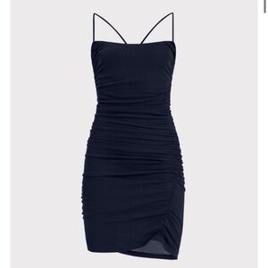 Hervé Léger Ruched Jersey Mini Dress | Classic Blue L